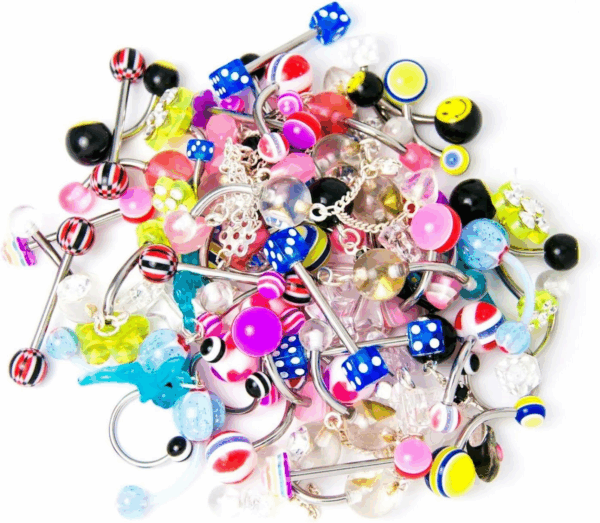 120PC Body Piercing Jewelry - Ear Tragus Cartilage Daith Nose Septum Lip Belly Button - 14G 16G 18G RANDOM Mix - Horseshoe Ring Industrial Barbell Stud - Surgical Steel Acrylic - Image 5