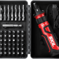 Rechargeable 4V Cordless Screwdriver with Circuit Sensor Technology Includes 45Pcs Bit Set, USB Charging Cable, Carrying Case - SD561204