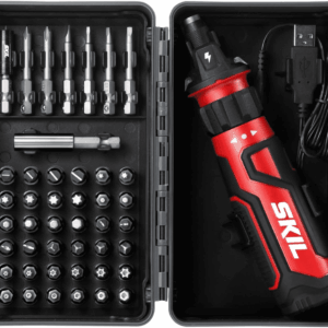 Rechargeable 4V Cordless Screwdriver with Circuit Sensor Technology Includes 45Pcs Bit Set, USB Charging Cable, Carrying Case - SD561204