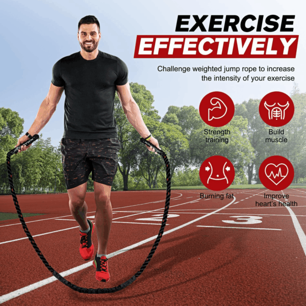 Jump Rope, Weighted Jump Ropes for Men Women, 2.8Lb 3.8Lb 5Lb Heavy Skipping Rope for Exercise, Adult Jumpropes for Home Workout, Improve Strength and Building Muscle,Total Body Workout Equipment - Image 3