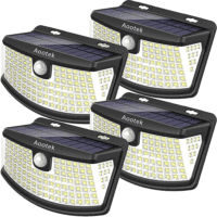 New Solar Motion Sensor Lights 120 Leds with Lights Reflector,270° Wide Angle, IP65 Waterproof, Step Lights for Front Door, Yard, Garage, Deck (Back Button 4-Pack)