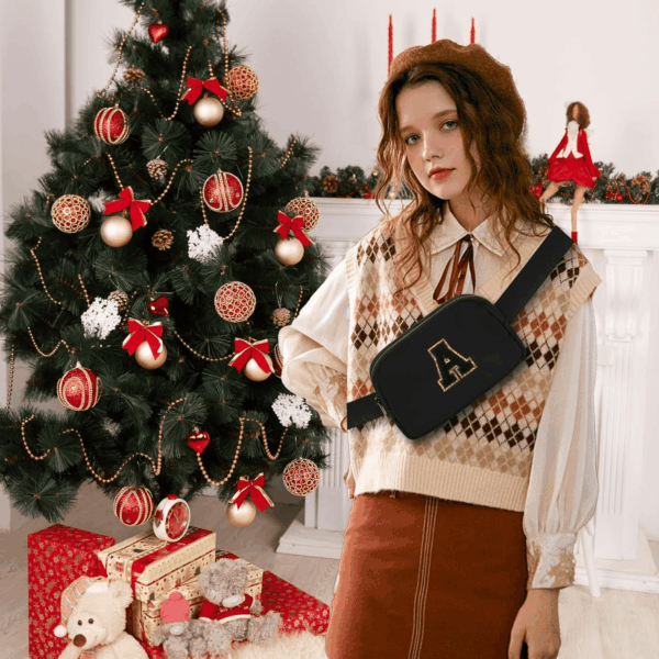Birthday Gifts Christmas Personalized Gift for 4 5 6 7 8 9 10 11 12 13 14 Year Old Girls Teen Sister Kid Initial Letter Fanny Pack Trendy Stuff Crossbody Bag Black Letter A - Image 6