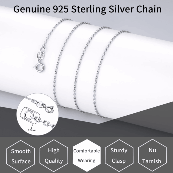 925 Sterling Silver Chain Necklace Chain for Women 1.1Mm Cable Chain Necklace Upgraded Spring-Ring Clasp - Thin & Sturdy - Italian Quality 16/18/20/22/24 Inch - Image 4