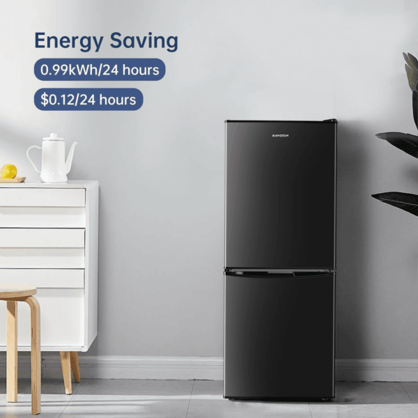 4.0 Cu.Ft Small Refrigerator with Freezer, Small Fridge with Bottom Freezer, for Apartment, Bedroom, Dorm, and Office, Double Door, Black - Image 4