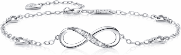 Womens 925 Sterling Silver Infinity Anklet Bracelet Endless Love Symbol Charm Adjustable Large Bracelet Gifts for Women