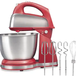 Classic Stand and Hand Mixer, 4 Quarts, 6 Speeds with Quickburst, Bowl Rest, 290 Watts Peak Power, Red (64654)