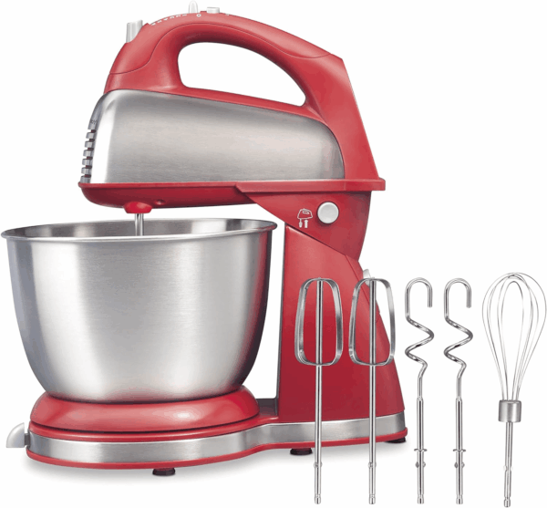Classic Stand and Hand Mixer, 4 Quarts, 6 Speeds with Quickburst, Bowl Rest, 290 Watts Peak Power, Red (64654)