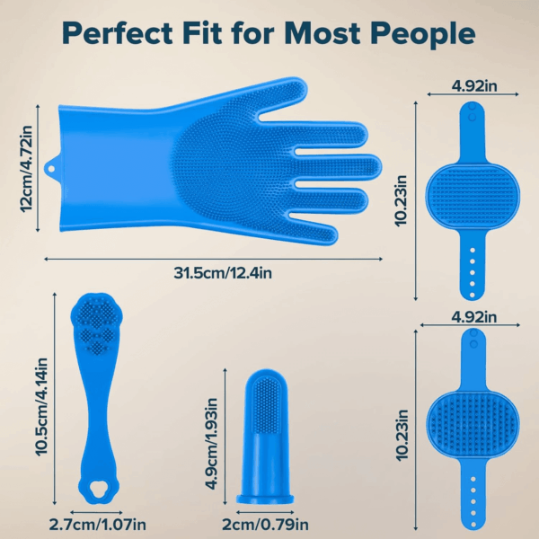 6PCS Pet Grooming Kit | Dog Washing Gloves | Dog Bath Brush | Dog Bath Gloves | Dog Shampoo Brush | Pet Grooming Gloves | Cat Bathing Supplies | Dog Bath Supplies (Navy Blue) - Image 7