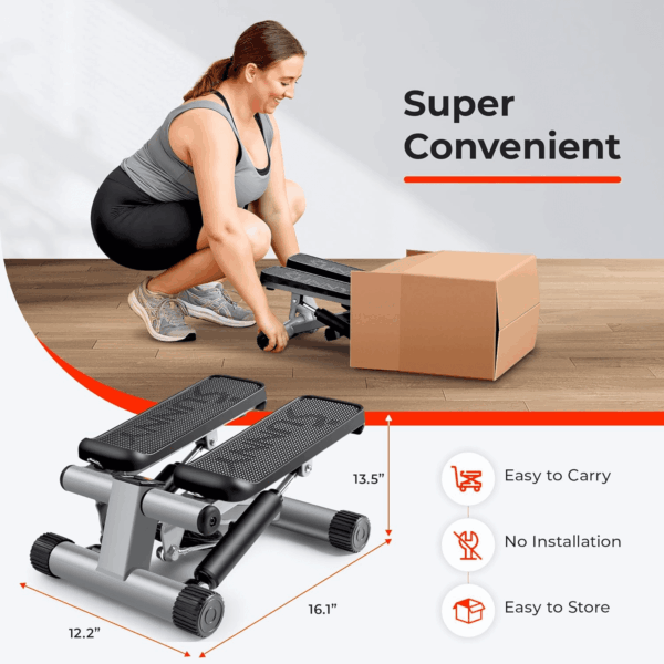 Mini Stepper for Exercise at Home, Stair Step Workout Machine with Resistance Band, Fullbody Cardio, Upgraded over 300Lb Weight Capacity, Optional Free Sunnyfit App Connection - Image 5