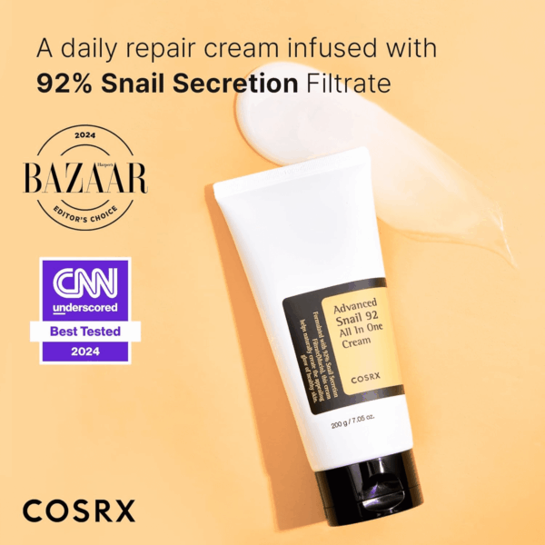 Snail Mucin 92% Moisturizer, Daily Repair Face Gel Cream Tube Type for Dry, Sensitive Skin, Not Tested on Animals, No Parabens, No Sulfates, No Phthalates, Korean Skin Care (7.05Fl Oz / 200G) - Image 2