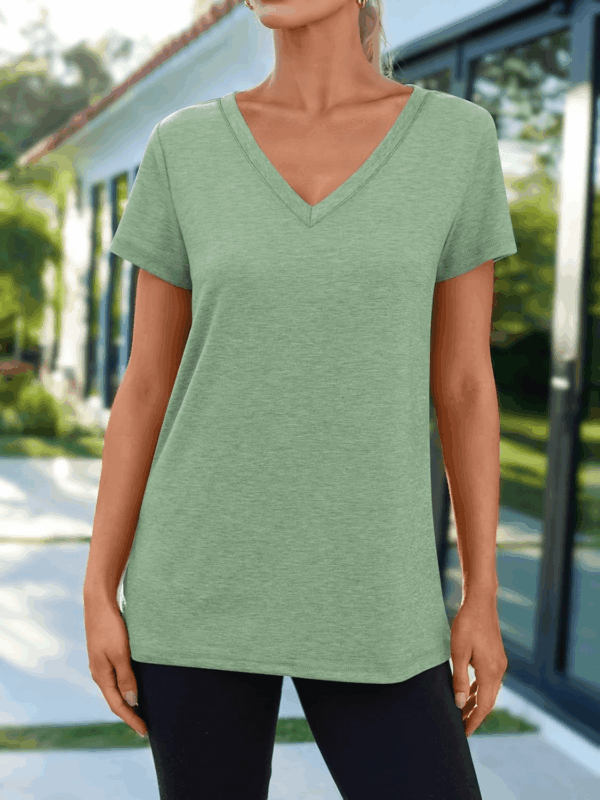 T-Shirts Short Sleeve V Neck Tees Tops for Women Fashion Trendy Lightweight Soft Casual Summer Outfits Clothes 2025 - Image 2