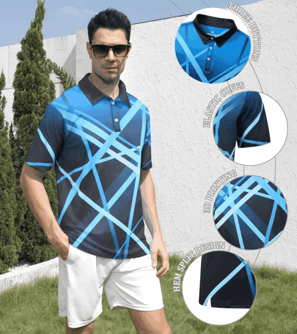 Mens Golf Shirt Dry Fit Athletic Polo Shirts Moisture Wicking Performance 3D Print Short Sleeve - Image 6