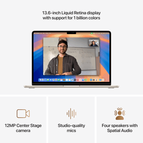 2025 Macbook Air 13-Inch Laptop with M4 Chip: Built for  Intelligence, 13.6-Inch Liquid Retina Display, 16GB Unified Memory, 512GB SSD Storage, 12MP Center Stage Camera, Touch ID; Starlight - Image 4