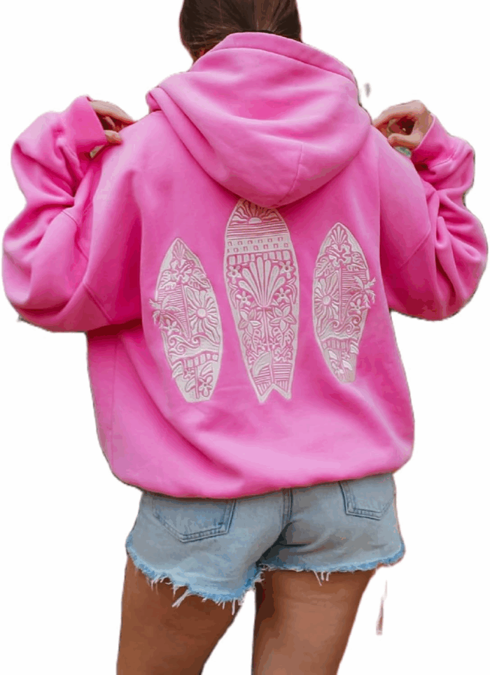 Preppy Embroidery Floral Hoodie for Teen Girl Women Oversized Hooded Sweatshirt Y2K Vintage Graphic Pullover Top - Image 2