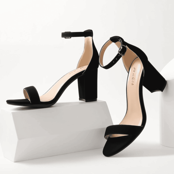 Heels for Women Open Toe Ankle Strap Chunky Heel Sandals 2.75 Inch - Image 4
