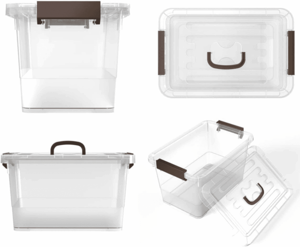6-Pack Clear 7 Quart Storage Latch Box/Bins, Plastic Stackable Latching Box with Brown Handle and Lid, Multi-Purpose, 7 Litre - Image 3