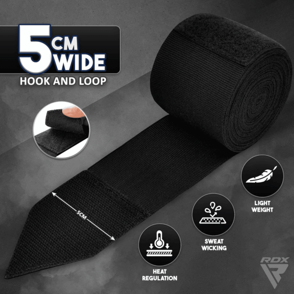 Boxing Hand Wraps Inner Gloves, 4.5M 180 Inches Elasticated Thumb Loop Bandages, under Mitts Wrist Hand Protection Muay Thai MMA Kickboxing Martial Arts Punching Bag Speed Ball Training Men Women - Image 2