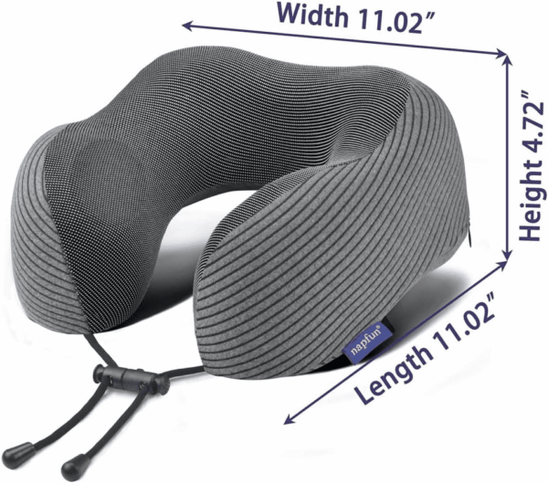 Travel Pillow, 100% Pure Memory Foam Neck Pillows for Travel Airplane Headrest Flight Plane Accessories, Deep Grey, Medium (120-200LB) - Image 4