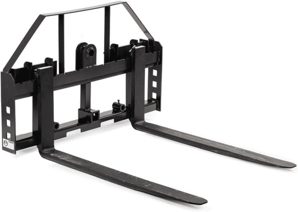 Standard Series Pallet Fork Frame, 48" Pallet Fork Blades, Quick Tach Connection for Skid Steers, Tractors, Rated 4,000 LB, Conus 2 Hay Spear Sleeves Included, 2" Receiver Hitch
