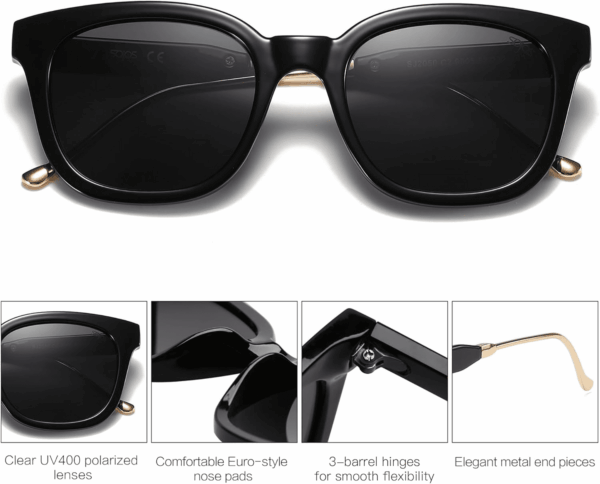 Classic Square Polarized Sunglasses Womens Mens Retro Trendy UV400 Sunnies SJ2050 - Image 2