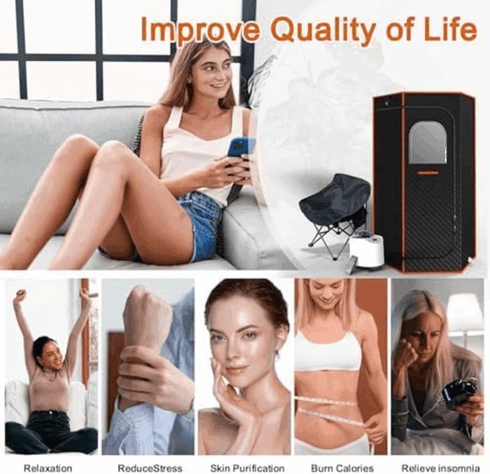 Portable Sauna for Home, Sauna Box with 3L Steamer, Remote Control, Folding Chair and Mat, Full Size Personal Steam Sauna Tent for Home Spa Relaxation, 15 Levels - Image 5