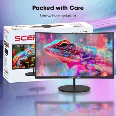Curved 27" FHD 1080P 75Hz LED Monitor HDMI VGA Build-In Speakers, EDGE-LESS Metal Black 2019 (C275W-1920RN) - Image 2