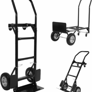 2 in 1 Convertible Hand Truck and Cart, Utility Dolly Platform Cart with Telescoping Handle 4 Wheels, 220 LB Heavy Duty Hand Cart for Luggage, Travel, Moving, Shopping, Office Use - Black