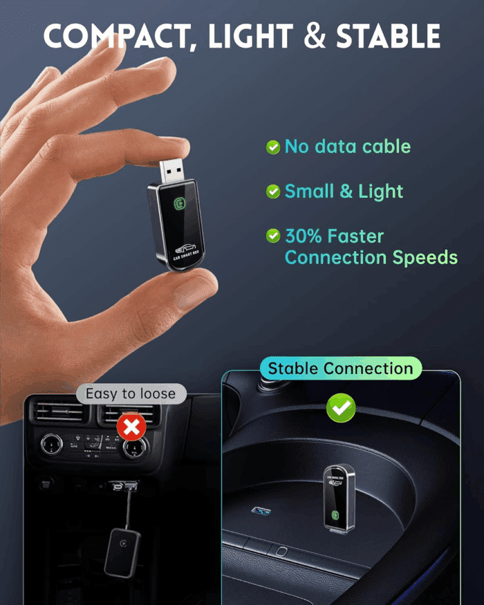 Wireless Carplay Adapter- Mini Edition, Converts Factory Wired to Wireless Carplay Dongle Plug & Play Carplay Wireless Adapter for Apple Iphone Ios 10+ & Cars from 2015+(Brushed Cobalt Blue) - Image 2