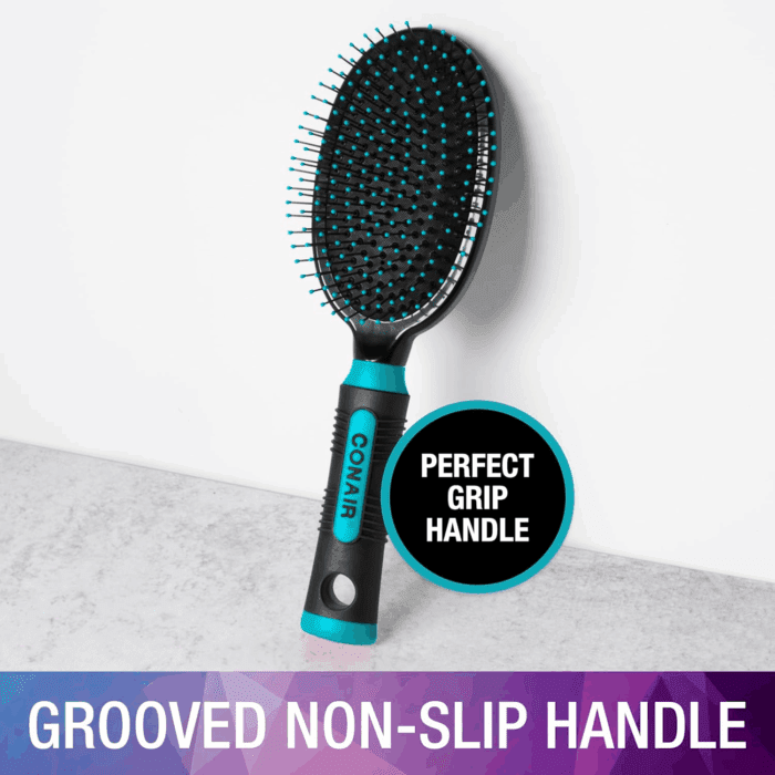 Salon Results Hairbrush for Men and Women - Detangling Hair Brush - Hairbrush for All Hair Types - Wire Bristles and Cushion Base - Image 3