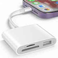 SD Card Reader for Iphone, Memory Card Reader with USB Camera Adapter Plug and Play Trail Game Camera Viewer Supports SD and TF Card Microsd Card Adapter for Ipad No App Required