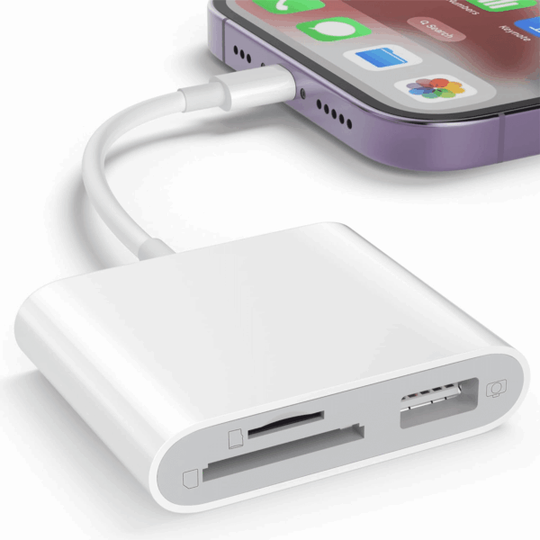 SD Card Reader for Iphone, Memory Card Reader with USB Camera Adapter Plug and Play Trail Game Camera Viewer Supports SD and TF Card Microsd Card Adapter for Ipad No App Required