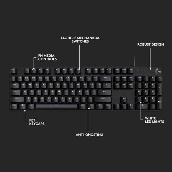413 SE Full-Size Mechanical Gaming Keyboard - Backlit Keyboard with Tactile Mechanical Switches, Anti-Ghosting, Compatible with Windows, Macos - Black Aluminum - Image 8