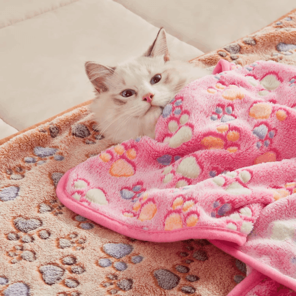1 Pack 3 Blankets Super Soft Fluffy Premium Fleece Pet Blanket Flannel Throw for Dog Puppy Cat Paw Brown/Pink/White Small(23X16 Inch) - Image 6