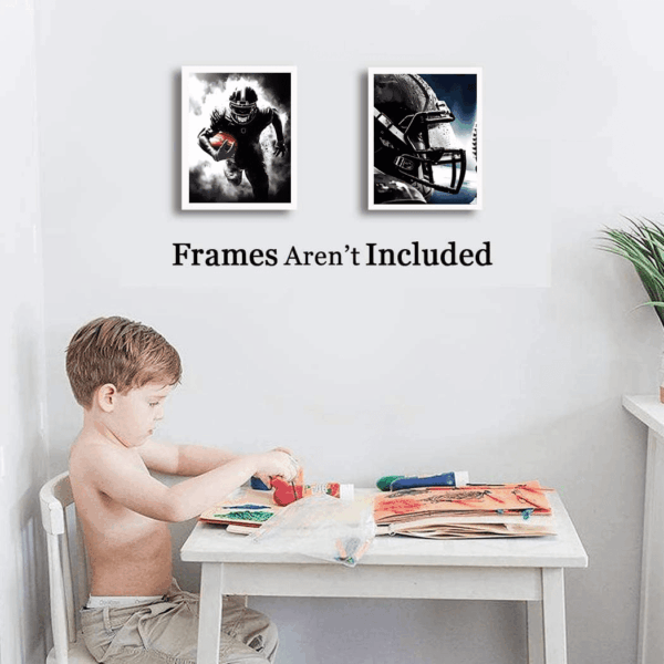 American Football Sport Canvas Wall Art,American Football Art Prints, Rugby Art Poster, Black White Gym Artwork Prints for Bedroom Man Cave Boy'S Bedroom Decor,Set of 4 (8"X10", No Frame - Image 4