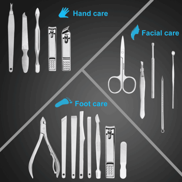 Nail Clippers Set Fingernail and Toenail Clipper Cutters, Manicure Pedicure Kit 18 Pieces Stainless Steel Professional Grooming Kits, Nail Care Tools with Luxurious Travel Case - Image 4