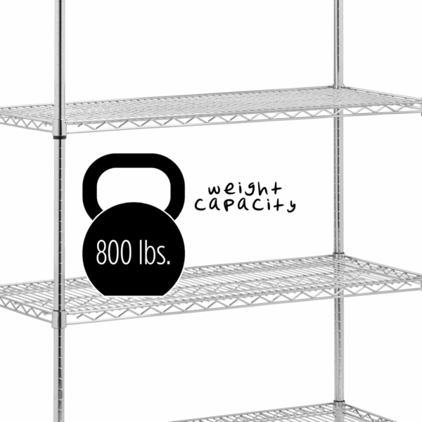 SHF-01441 Adjustable Storage Shelving Unit, 800-Pounds per Shelf, Chrome, 5-Tier, 42Lx18Wx72H - Image 6