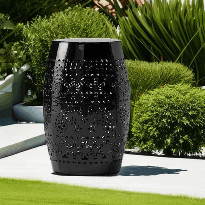 Ruby Outdoor 12" Iron Side Table, Black - Image 5