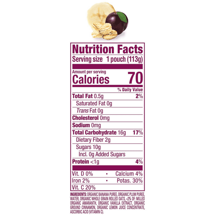 Organics Baby Food Bananas, Plums & Granola, 4 Oz Pouch - Image 6
