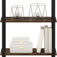 Turn-S-Tube 4-Tier Compact Multipurpose Shelf Display Rack with Square Tube, Amber Pine/Black - Image 6