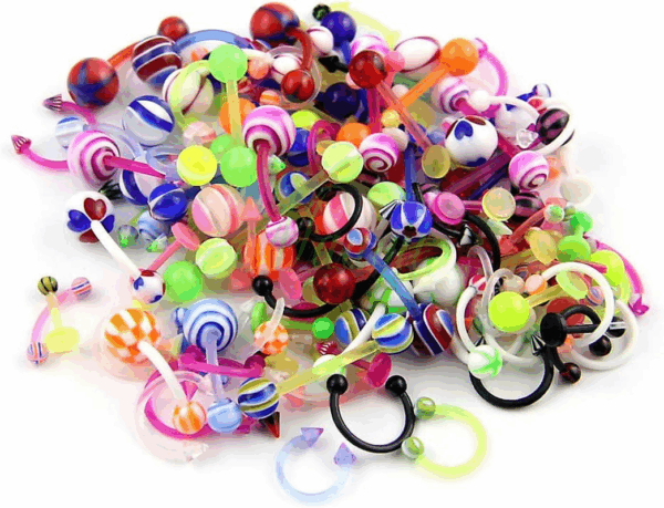 Wholesale 80 Flexible Lip Tongue Eyebrow Bar Rings Barbell Piercing Body Jewelry Multicolor - Image 3
