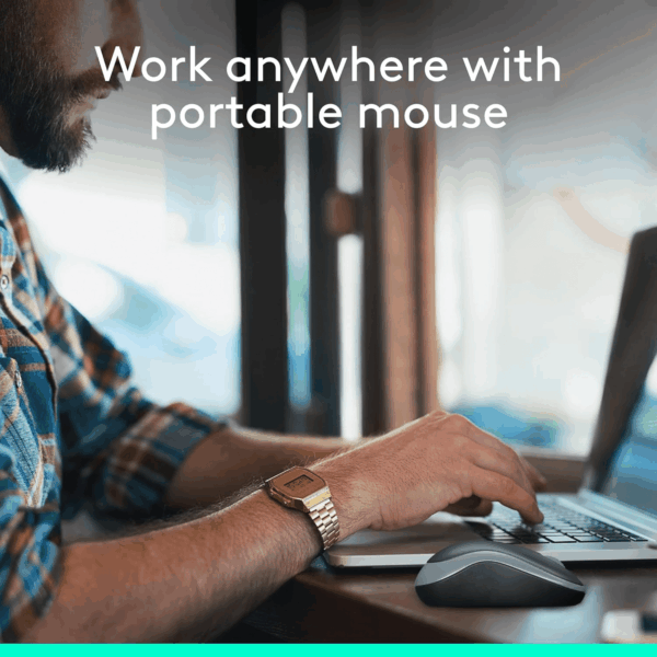 M185 Wireless Mouse, 2.4Ghz with USB Mini Receiver, 12-Month Battery Life, 1000 DPI Optical Tracking, Ambidextrous Pc/Mac/Laptop - Swift Grey - Image 3
