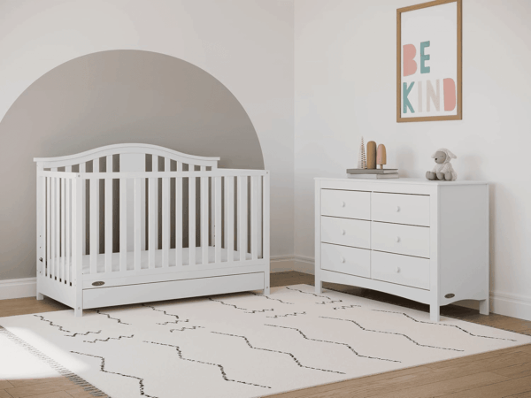 Solano 4-In-1 Convertible Crib with Drawer Combo (White) – GREENGUARD Gold Certified, Includes Full-Size Nursery Storage Drawer, Converts to Toddler Bed and Full-Size Bed - Image 3