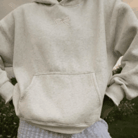 Embroidery Hoodies Women Cute Bowknot Graphic Preppy Pullover for Teen Girl Oversized Long Sleeve Hood Sweatshirt - Image 3
