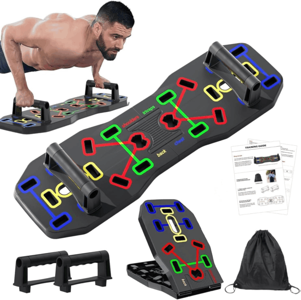 Push up Board, Foldable 10 in 1 Push up Bar with Resistance Bands,Portable Multi-Function Push up Handles for Floor,Professional Push up Strength Training Equipment