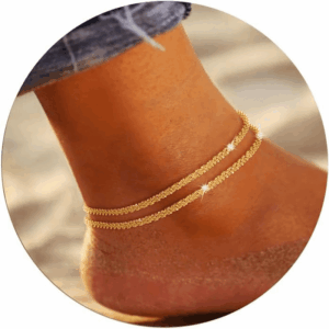 Ankle Bracelets for Women, Glitter Waterproof Adjustable Anklet for Women, 14K Gold Plated/Sterling Silver Layered Anklets, Summer Beach Anklet Jewelry for Women Gift