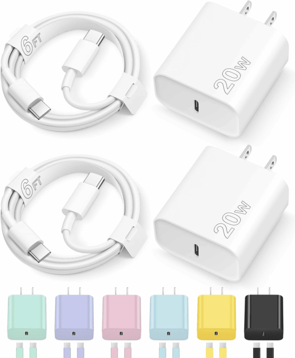 Iphone 16 15 Charger Fast Charging Type C Chargers USB C Charger Block Iphone 16 Chargers with 2 Pack 6FT Cable for Iphone 16/16 Plus/16 Pro/16 Pro Max/Iphone 15/15 Pro Max/Ipad Pro/Airpods