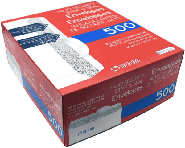 PSTF10NWT #10 Envelopes, Strip & Seal, Security Tinted, White Paper, 24 Lb, 500 Count - Image 2