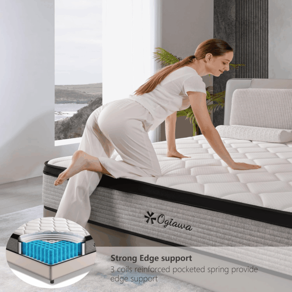 Queen Mattress, 10 Inch Queen Hybrid Mattresses in a Box with Memory Foam, Medium Firm Individual Pocket Spring for Edge Support, Fiberglass Free, Breathable, Certipur-Us - Image 5