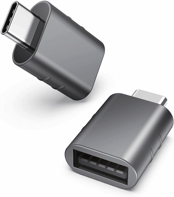 USB C to USB Adapter Pack of 2 USB C Male to USB 3.0 Female Adapter Compatible with Macbook Pro Air 2024, Microsoft Surface, Ipad,Samsung Notebook, Dell XPS and More Type C Devices,Space Grey