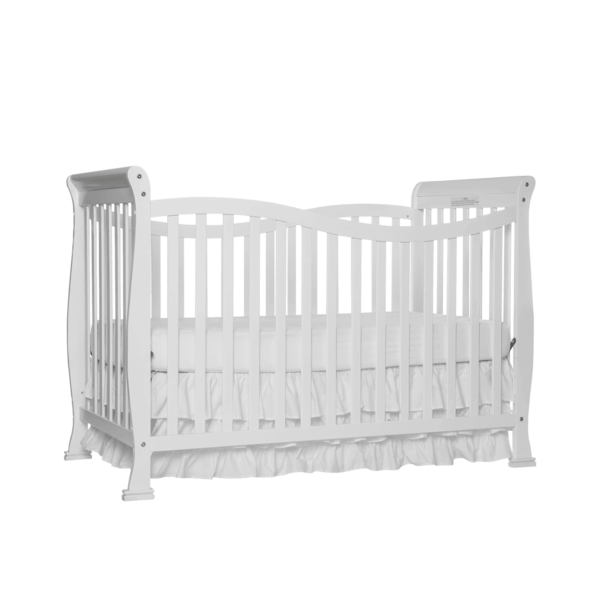 Violet 7-In-1 Convertible Life Style Crib in White, Greenguard Gold Certified, 4 Mattress Height Settings, Made of Sustainable New Zealand Pinewood